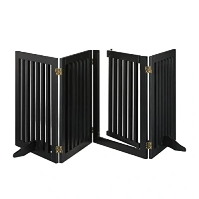 Immagine di Relaxdays Cancelletto per Bambini, Barriera Cani e Neonati, 4 Pannelli, Recinzione Scale, MDF, 70x207 cm, Nero, 100% Fibra, 70x207cm