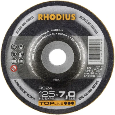 Immagine di Rhodius 200357 RS24 Disco di sgrossatura con centro depresso Diametro 125 mm Ø foro 22.23 Metalli non ferrosi 1 pz.