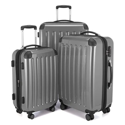 Immagine di HAUPTSTADTKOFFER Alex Set di 3 valigie, TSA, Nero brillante, (S, M &amp; L), 235 litri, Colore Argento
