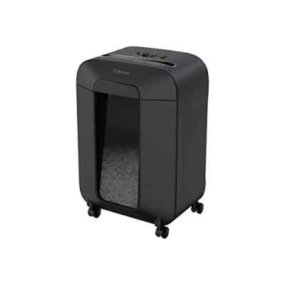 Immagine di Fellowes distruggi documenti a frammento LX85, 12 fogli, per casa e piccolo ufficio, uso personale, cestino da 19 litri, distruggidocumenti con tecnologia Safesense, nero