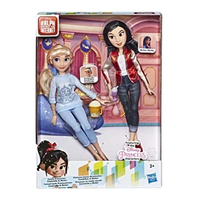 Immagine di Disney Princess Ralph Breaks the Internet Movie Dolls, bambole Cenerentola e Mulan con vestiti comodi accessori, E7414ES0