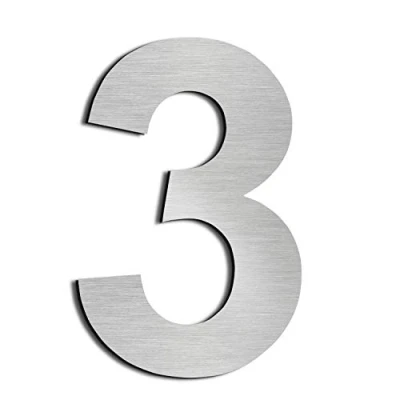 Immagine di nanlyiau 6in/15.3cm Numero civico in acciaio inossidabile con retro adesivo, realizzato solido 304, aspetto rilievo, altezza(3)