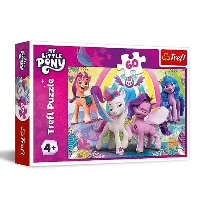 Immagine di Trefl My Little Pony, Nel Mondo dell&#039;Amicizia 60 Tessere Puzzle Colorati con gli Eroi delle Fiabe, Intrattenimento Creativo, Gioco per Bambini a partire dai 4 anni, Multicolore, 17390