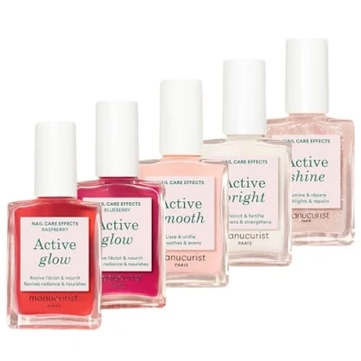 Immagine di Manucurist Rainbow Active™ Glow Nail Care Set Vegan &amp; Made in France 5 trattamenti : Glow, Highlighter, Brightener e CC Polish Smalto rinforzante unghie Trasparente Regalo Donna