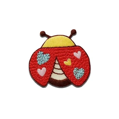 Immagine di Mono Quick Coccinella con cuori animale Toppe Termoadesive Patch Toppa Ricamate, Misura: 3,4 x 3,5 cm