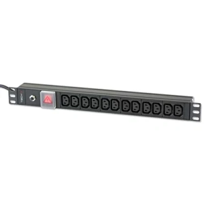 Immagine di Techly Professional 023776 Multipresa 12 Posti VDE da Rack 19&quot; con Interruttore Spina C20 1U Nero
