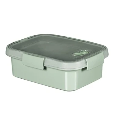 Immagine di KETER Scatola alimentare rettangolare 1 L con posate, Smart Eco Line 100% riciclata e riciclabile, ermetica, ergonomica resistente, conserva la freschezza dei vostri alimenti verde