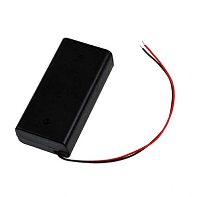 Immagine di custodia portabatteria Scatola portaoggetti in plastica con coperchio Porta cavi interruttore ON/OFF per batterie da 1,5 V 2 AA (Portabatterie 2AA)