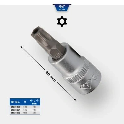 Immagine di BRILLIANT TOOLS BT021930 Bussola a inserto Torx 3/8&quot;,con foro, TB40 [Powered by KS TOOLS]