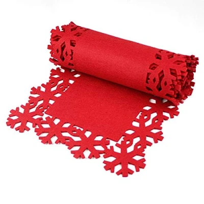 Immagine di Christmas Concepts® Runner da tavolo di lusso in feltro rosso 2M con design a fiocco neve Stoviglie Natale Accessori per la sala pranzo