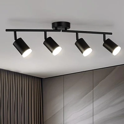 Immagine di Bojim Faretti da Soffitto Orientabili Nero, Plafoniera LED con 4 Faretti, Lampada GU10, Lampadario Moderno per Cucina Camera Soggiorno, Lampadina Non Inclusa