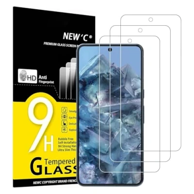Immagine di NEW&#039;C 3 Pezzi, Vetro Temperato per Google Pixel 8 PRO, Pellicola Prottetiva, Senza Bolle, Durezza 9H, 0,33mm Ultra Trasparente, Resistente