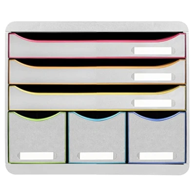 Immagine di Exacompta Ref. 306913D STORE BOX Cassettiera a 6 cassetti 3 per documenti A4+ e alti sottili Dimensioni esterne: Profondità 27 x larghezza 35,5 altezza 27,1 cm