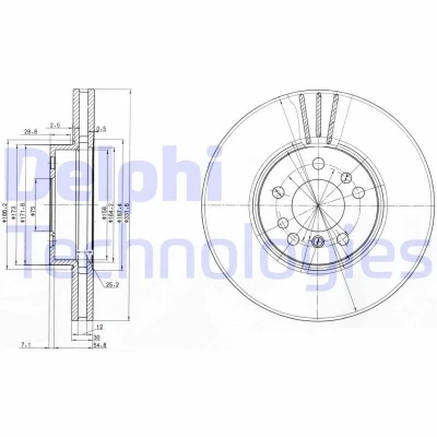 Immagine di DELPHI BG3628 Disco freno 332 30 5 ventilato Oleato non trattato senza cuscinetto ruota, anello sensore ABS BMW: X3, X5