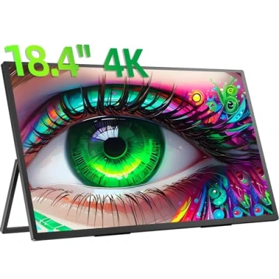 Immagine di UPERFECT Monitor Portatile 4K Display Mobile 18 Pollici con Schermo IPS UHD 3840 * 2160 Staffa Integrata USB C Mini HDMI per PC Laptop Xbo PS5, Corpo in Metallo, Montabile VESA