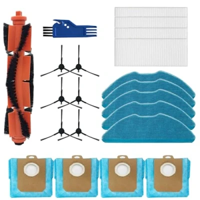 Immagine di C U Pezzi di ricambio per Philip Homerun Serie 3000 XU3100/01 XU3110/02 XU3000/01 XU3000/02 Aspirapolvere Robot Accessori con 1 Spazzole Gomma 4 Filtri HEPA 5 Ps 6 laterali Sacchetti la