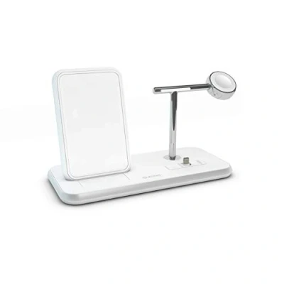 Immagine di ZENS Supporto Ricarica Wireless Qi + Lightning Dock+Watch Alluminio Bianco