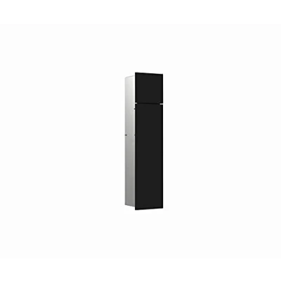 Immagine di Emco ASIS Pure Armadietto da Bagno a Incasso, Carta igienica e Porta scopino con Scomparto Extra, Funzione (Push to Open), Colore Nero Opaco, Legno, 17 cm x 73 14,9