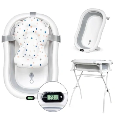 Immagine di moovkee. Vasca Neonato Bagnetto con Supporto 80cm Pieghevole da Bagno Bambini Fino a 3 anni Permette una Corretta Postura Della Schiena Piacevole Senza Problemi