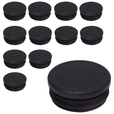 Immagine di SKIR&#039;CO Inserti per tubi rotondi da 45 mm, tappi pali di recinzione, in plastica nera, tubi, colore nero RAL 9005, 12 pezzi