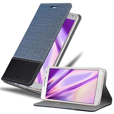Immagine di Cadorabo Custodia Libro per Samsung Galaxy Note 3 in Azzurro Scuro Nero con Vani di Carte, Funzione Stand e Chiusura Magnetica Portafoglio Cover Case Wallet Book Etui Protezione