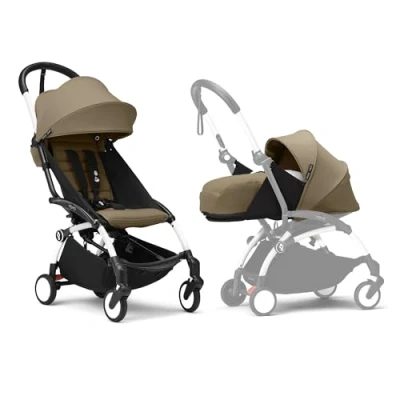 Immagine di Passeggino Stokke YOYO3 con Newborn Pack Include telaio bianco, YOYO 6+ Color (Toffee) e 0+