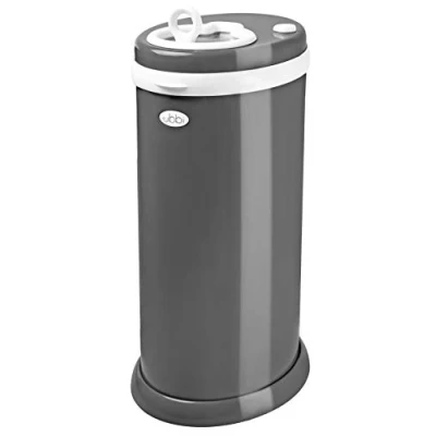Immagine di Ubbi 10030 Bidone per Pannolini Inodore in Acciaio, con Coperchio Scorrevole e Chiusura di Sicurezza, Ardesia 2.35 kg