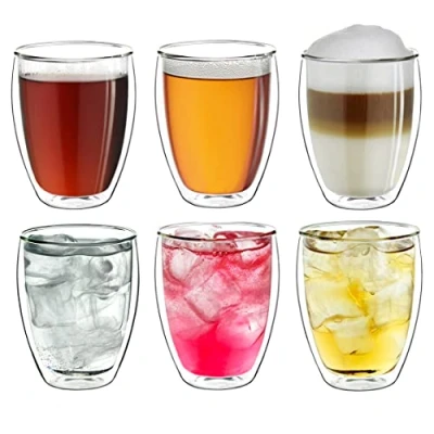 Immagine di Creano 400 ml a doppia parete, vetro termoresistente grande per caffè/tè/latte Macchiato, set di borosilicato 6 x XL (confezione da 6)