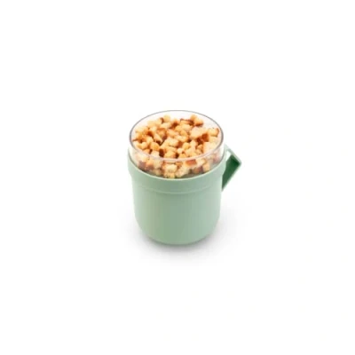 Immagine di Brabantia Make &amp; Take Contenitore per Zuppe 0.6L Scomparto Separato Condimenti Ermetico Ampia Apertura Adatto Congelatore Lavastoviglie nel Microonde Jade Green