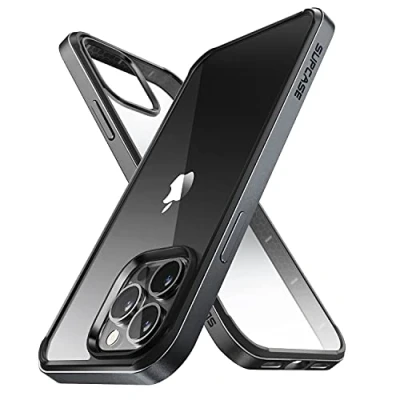 Immagine di SUPCASE Cover per iPhone 13 Pro Max 6,7 pollici (2021), retro trasparente protezione ultra sottile [Unicorn Beetle Edge] con bumper in TPU interno antiurto, design bordi piatti (nero)