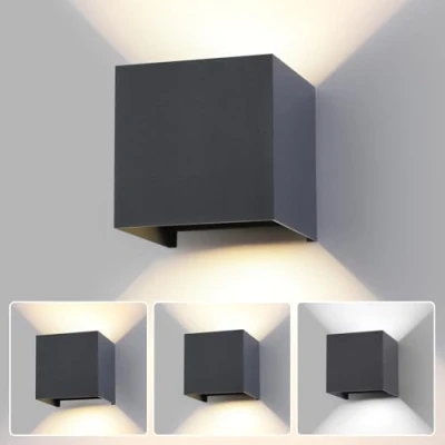 Immagine di LED 15W Lampada da Parete Esterno/Interno Regolabile 3 colori Cubo 11CM IP65 Impermeabile Lampade Esterno Applique Esterni Quadrata Angolo del Fascio Moderne Antracite