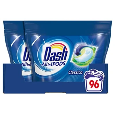 Immagine di Dash Pods Detersivo Lavatrice In Capsule, 96 Lavaggi (2X48), Classico, Maxi Formato, Rimuove le Macchie, Brillantezza Per Tutti I Capi, Efficace Anche a Bassa Temperatura