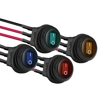Immagine di APIELE 4 interruttori a levetta rotondi impermeabili, 2 posizioni on/off, con colori, interruttore bilanciere SPST 3 pin, 12 V, 20 A, levetta, per auto, barca, elettrodomestici