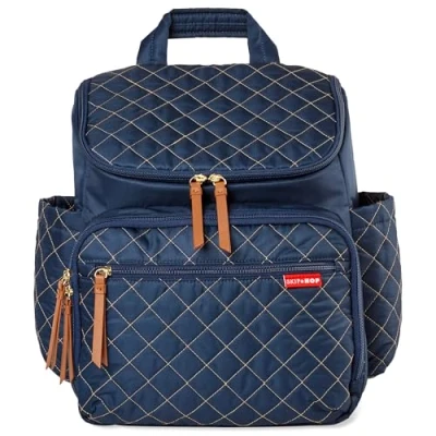 Immagine di Skip Hop, colore: blu navy, Zaino per pannolini: Forma, borsa da viaggio multifunzione con fasciatoio e accessorio passeggino, Bimba 0 24, 2 Count (Pack of 1)