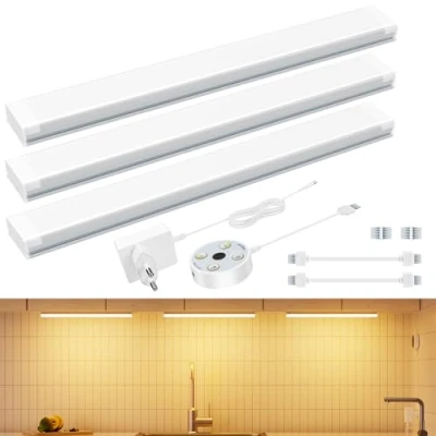 Immagine di HighLuc Luce Armadio LED, Led con Sensore, 3 * 30cm Hand Wave Sottopensile Cucina 2700K 6500K Dimmerabile Lampada Luci per Corridoio Garage Letto