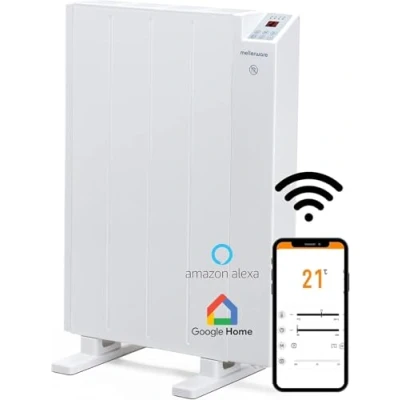 Immagine di Mellerware Termosifone elettrico programmabile Comfy! 2 600W Basso consumo 3 modalità + funzione finestra aperta Timer Sistema antiribaltamento Radiatore 10m2 Google Home Alexa Small