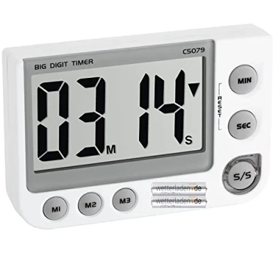 Immagine di TFA Dostmann Timer digitale e cronometro, 38.2024, con funzione memoria, magnete/supporto/occhiello di sospensione, 3 volumi (bianco batterie)