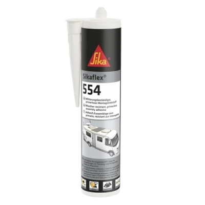 Immagine di SIKA Adesivo di montaggio Sikaflex 554 Bianco Ideale per grandi elementi costruttivi e alti carichi dinamici Resistente all&#039;invecchiamento alle intemperie 300 ml