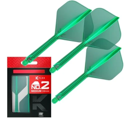 Immagine di Target Darts K Flex Integrated Dart Flight And Shaft, N. 2 Verde (Medio) Confezione da 3 2, voli per Freccette di precisione in 1 e Stelo