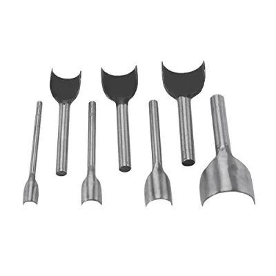 Immagine di Set di 7 taglierine semirotonde, per lavori manuali fai da te, in pelle, taglio semi rotondo, cintura e 10 a 40 mm