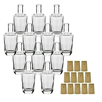 Immagine di gouveo set 12 bottiglie in vetro 250 ml “Alchimia con tappo sughero (SK) bottigliette per riempimento liquore