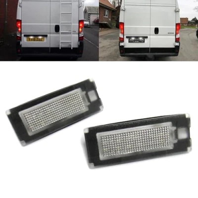 Immagine di 2 luci a LED per targa Canbus bianco relè Jumper Boxer Ducato 2006 2021