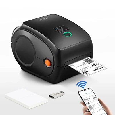 Immagine di VEVOR Bluetooth Stampante Termica, per Etichette Edesive 4x6, Etichettatrice Termica Compatibile a Windows/MAC OS/Linux/Chromebook, Supporta DHL, USPS, FedEx, Shopify, Ebay, Amazon ecc.
