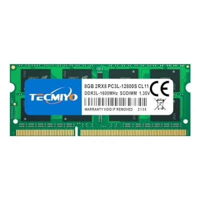 Immagine di TECMIYO 8GB Kit DDR3/DDR3L 1600MHz SODIMM Ram PC3L / PC3 12800S 12800 1.35V 1.5V CL11 204 Pin 2RX8 Dual Rank Non ECC Unbuffered Desktop Computer Memory Upgrade