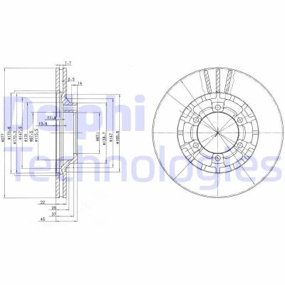Immagine di DELPHI BG2561 Disco freno 277 22 6 ventilato Oleato non trattato senza cuscinetto ruota, anello sensore ABS MITSUBISHI: L200 II Pick up