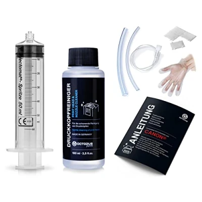 Immagine di Octopus pulitore per ugelli, testine di stampa compatibile con le Canon Pixma adattatori tubi flessibili (100 ml)