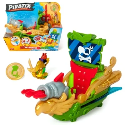 Immagine di Piratix ADVENTURE WORLD Sky Hunter Barca Pirata a Forma di Pappagallo Include 1 Nave Pirata, Esclusivo, Tesoro Accessorio, Cannone e proiettile