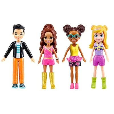 Immagine di Polly Pocket Avventura sull&#039;Isola dei Cristalli Set Moda con 4 Bambole tra Cui e Shani, 45+ Vestiti Accessori da Abbinare Inclusi, Giocattolo per Bambini, 4+ Anni, HKW10