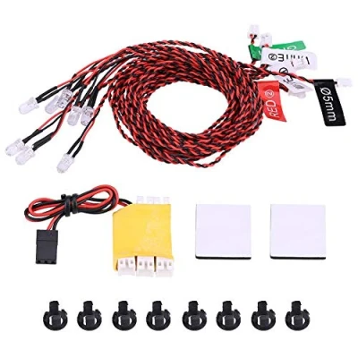 Immagine di RC Lampeggiante, Illuminazione Set 8 Luci LED Simulazione del di Lampeggianti con Scatola Controllo Accessori per Elicottero Aereo