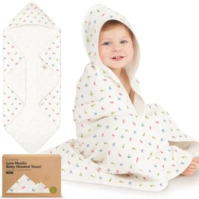 Immagine di KeaBabies asciugamano in mussola con cappuccio per bambine e bambini 100% cotone biologico neonati bambini, morbido assorbente (Roarsome)
